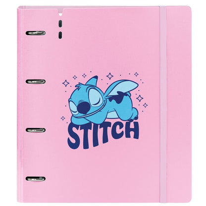 Carpeta A4 rosa de 4 anillas con diseño de Stitch Disney