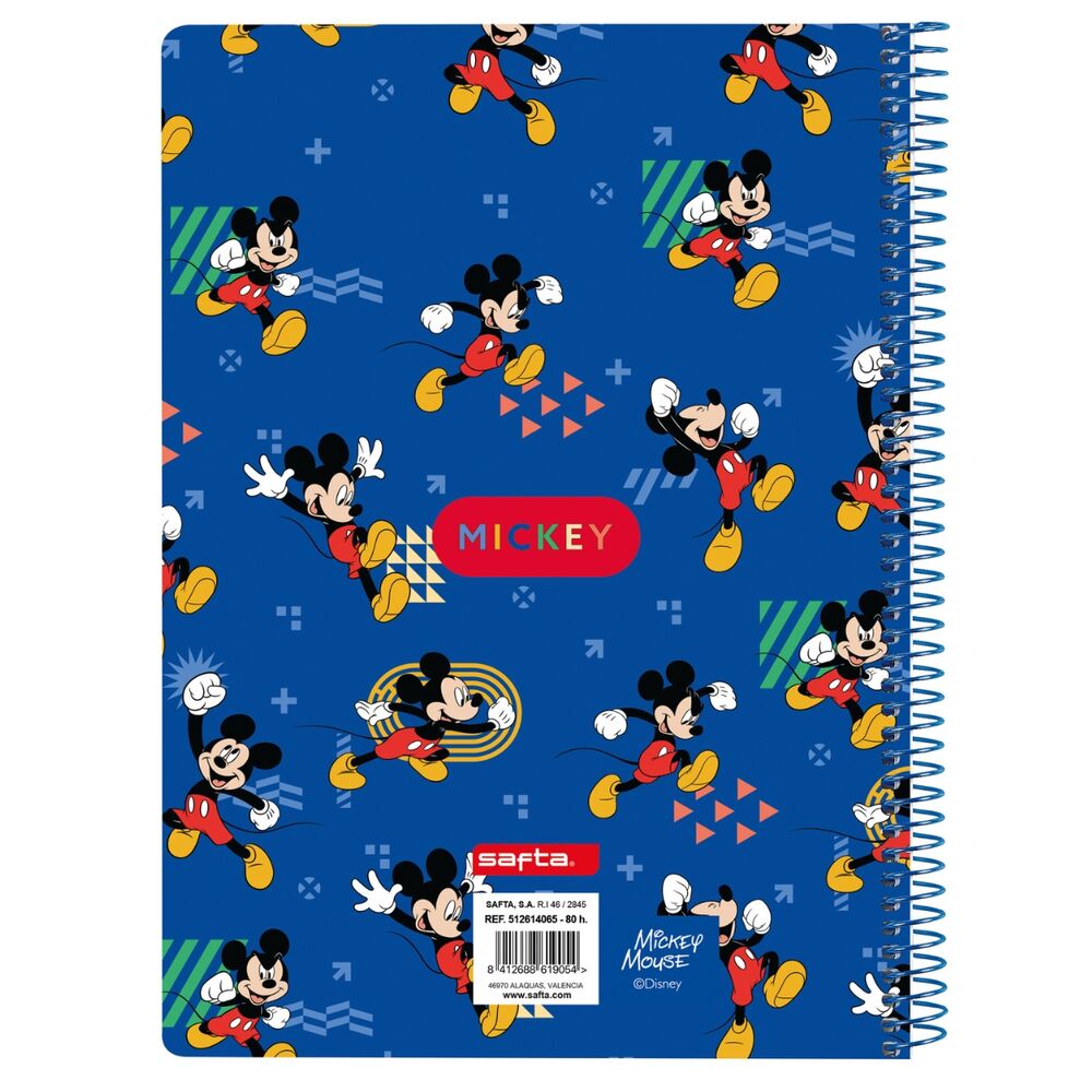 Cuaderno azul con espiral metálico y diseño de Mickey Disney - 2