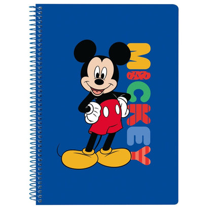 Cuaderno azul con espiral metálico y diseño de Mickey Disney