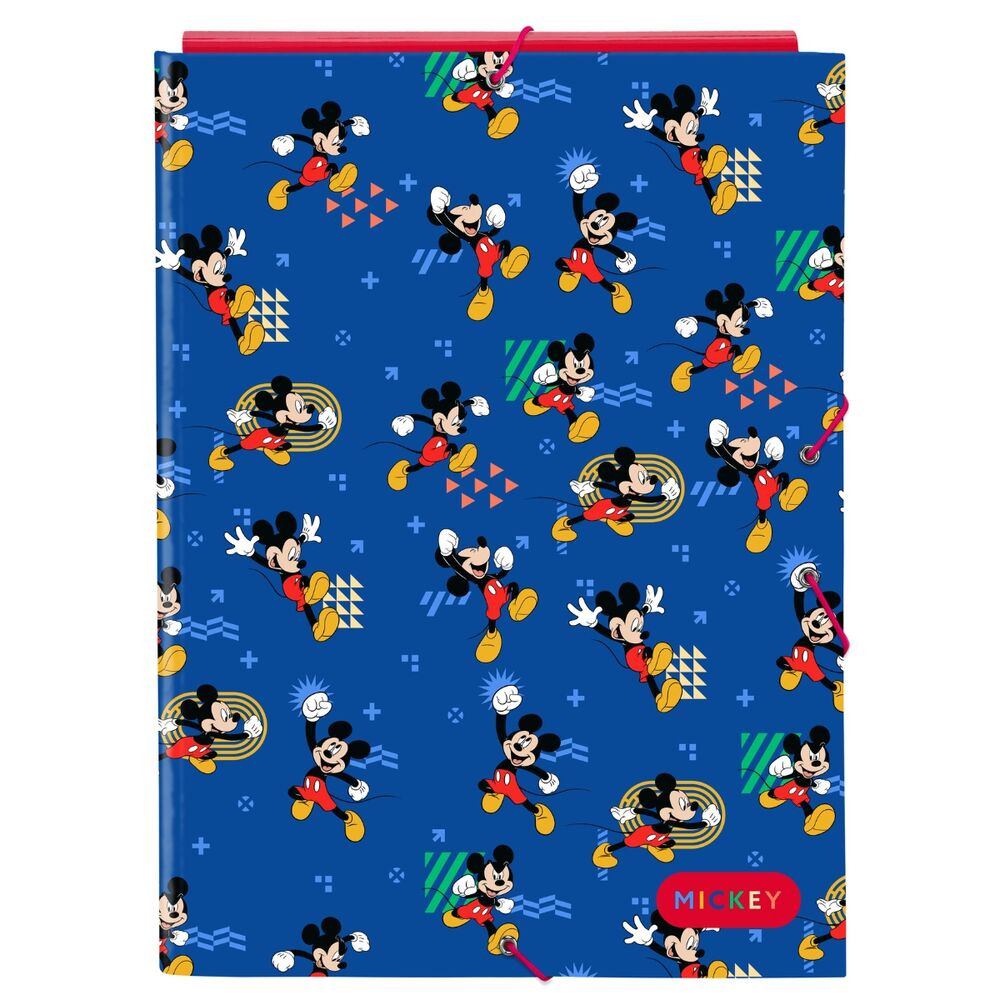 Carpeta A4 azul de Mickey Disney con cierre de gomas