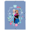 Carpeta Frozen Disney azul con Elsa y Anna, 3 solapas y cierre con gomas