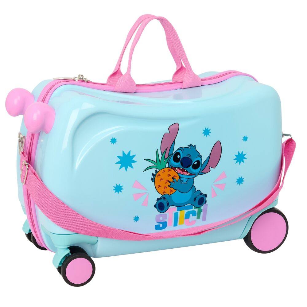 Maleta trolley Bright Stitch Disney azul claro con detalles rosas - 2