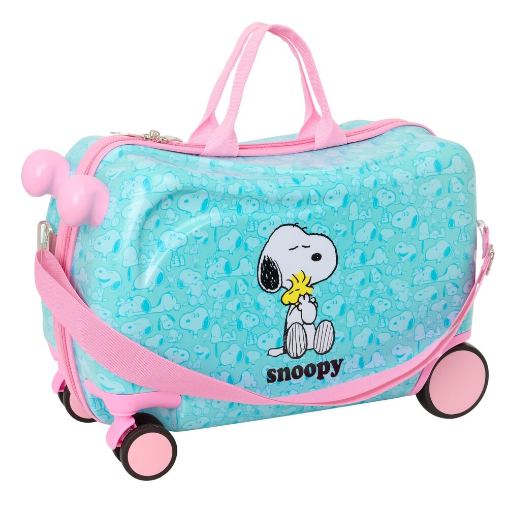Maleta trolley Snoopy turquesa y rosa de 44 cm - 2