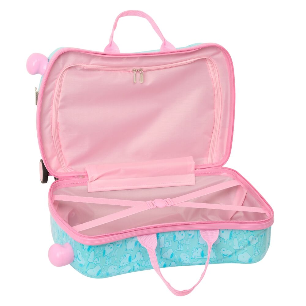Maleta trolley Snoopy turquesa y rosa de 44 cm - 3