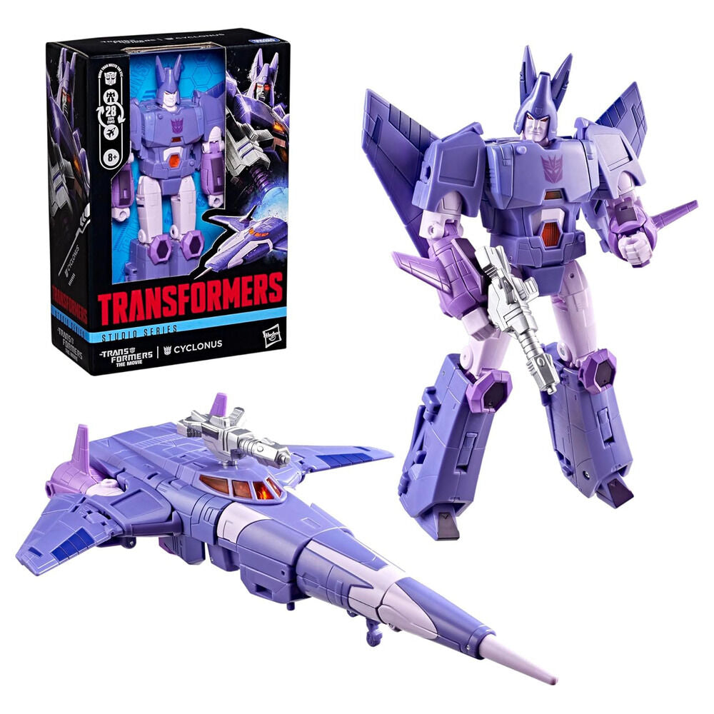 Figura articulada Cyclonus de Transformers Studio Series en morado