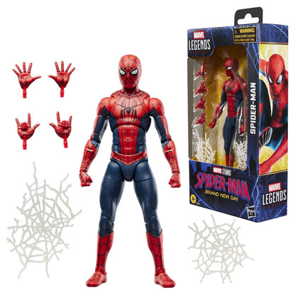 Figura articulada de Spider-Man Marvel Legends con manos y efectos de telaraña