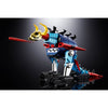 Figura Daikumaryu Gaiking Dino Mech azul y roja con cuernos y orugas