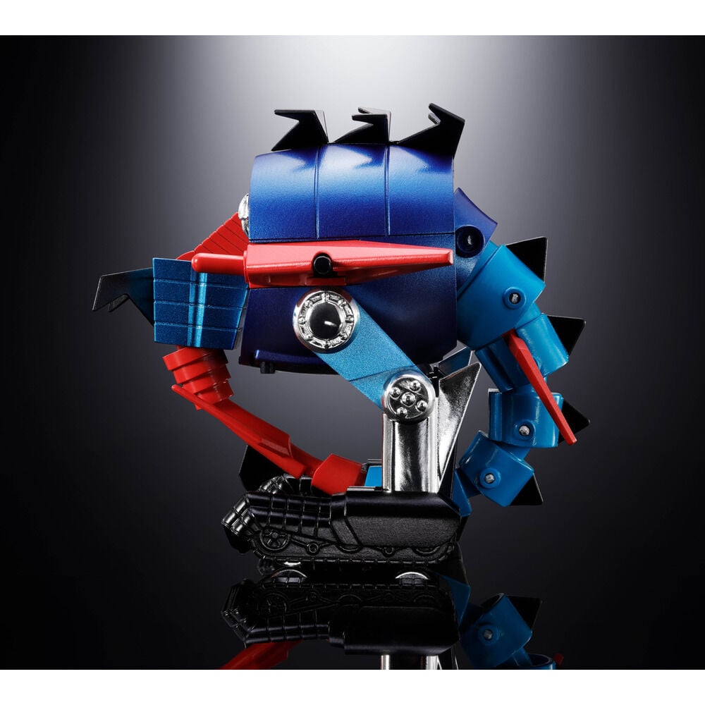 Figura Daikumaryu Gaiking Dino Mech azul y roja con cuernos y orugas - 4