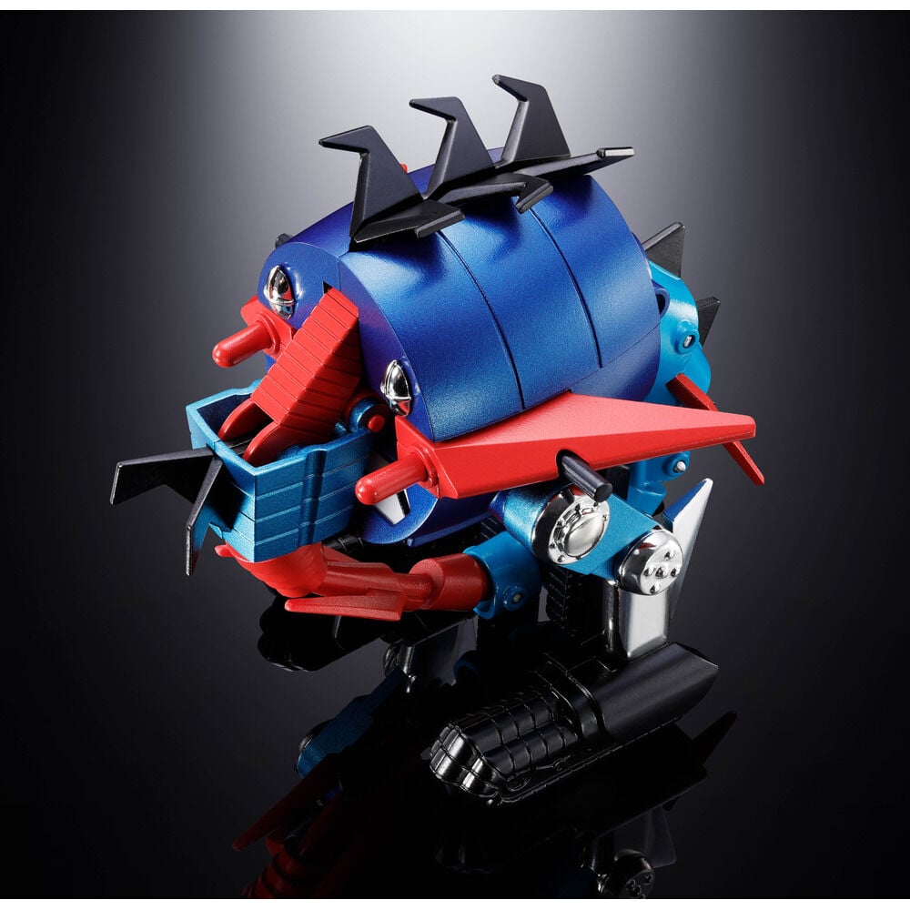 Figura Daikumaryu Gaiking Dino Mech azul y roja con cuernos y orugas - 6