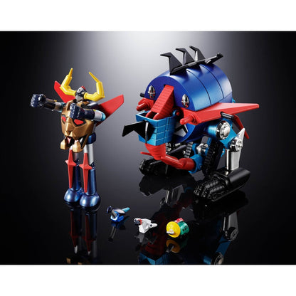 Figura Daikumaryu Gaiking Dino Mech azul y roja con cuernos y orugas - 10
