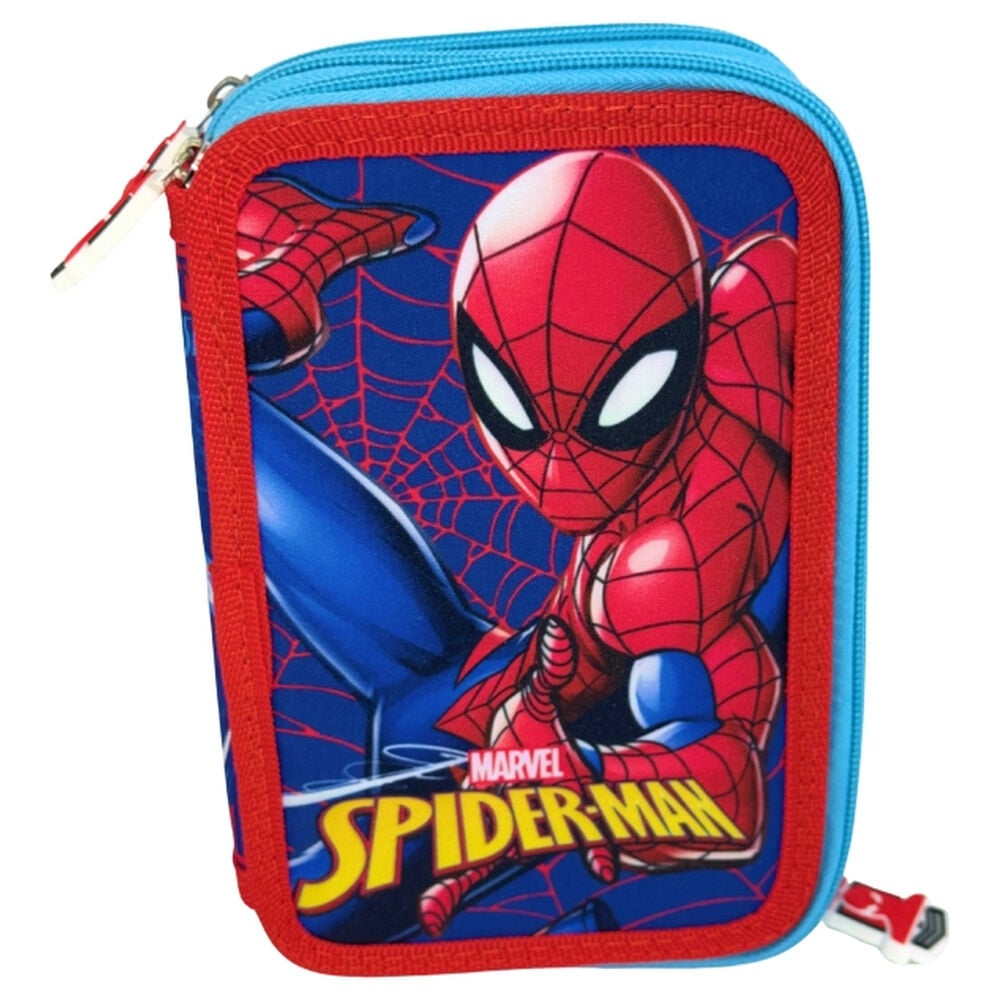 Plumier triple de Spider-Man Marvel en rojo y azul