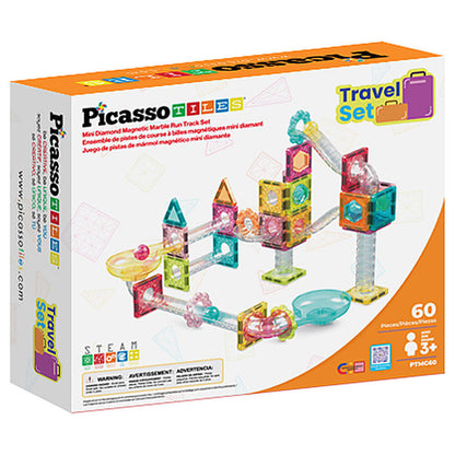 Caja PICASSO TILES Travel Set con circuito magnético de canicas de colores