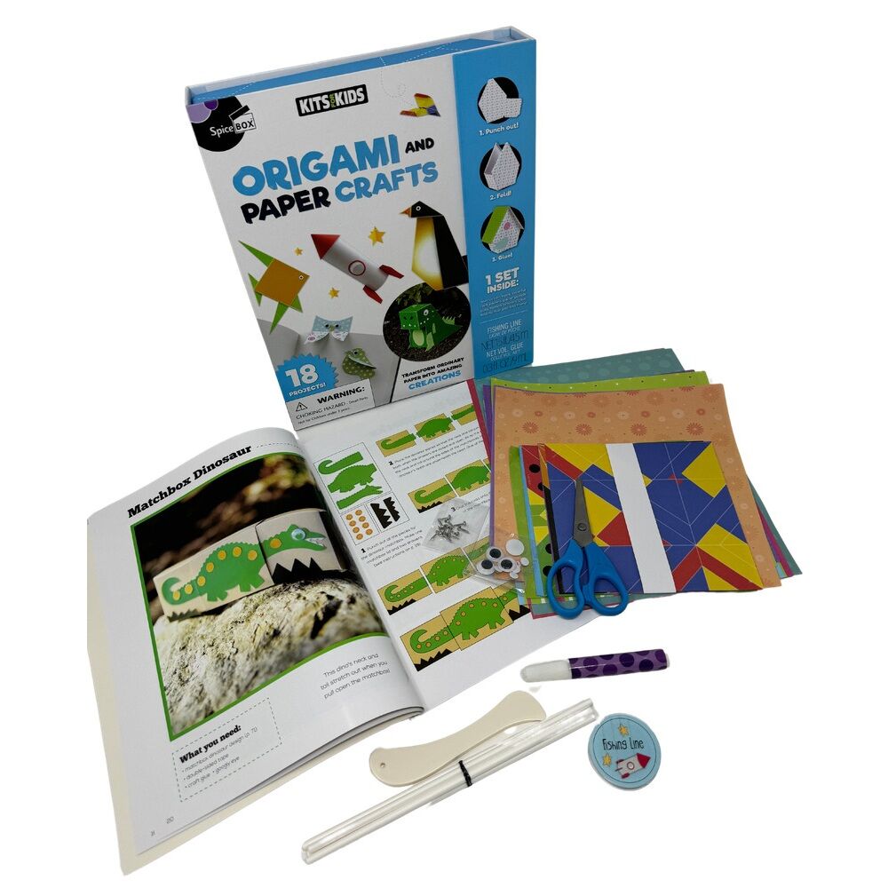 Set de origami Petit Picasso con papeles decorados, instrucciones y tijeras