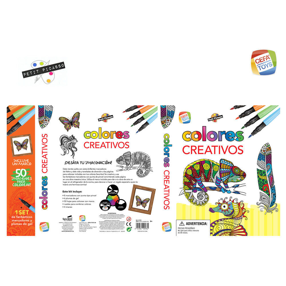 Set Petit Picasso con marcadores, plumas de gel y láminas para colorear - 2
