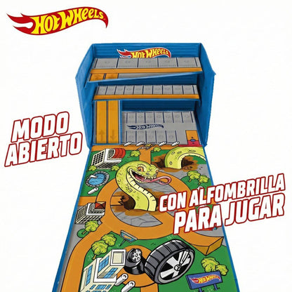 Caja organizadora Hot Wheels abierta con pista y zona de juego - 3