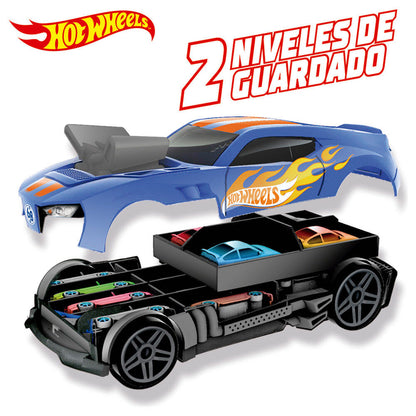 Portacoches 2 en 1 Hot Wheels azul para guardar coches miniatura - 3