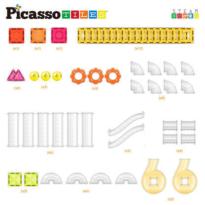Caja PICASSO TILES Travel Set con circuito magnético de canicas de colores - 3
