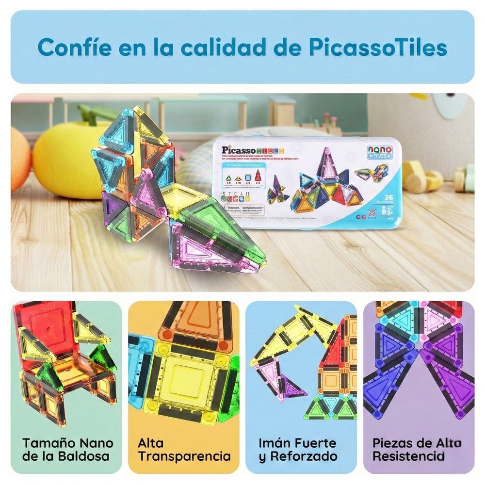 Bloques magnéticos PICASSO TILES de colores con 26 piezas - 4