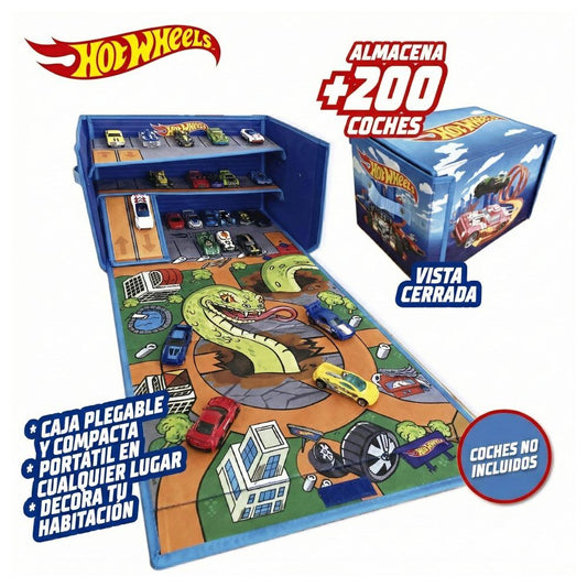 Caja organizadora Hot Wheels abierta con pista y zona de juego - 4