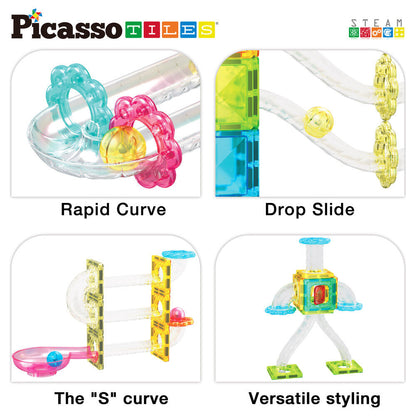 Caja PICASSO TILES Travel Set con circuito magnético de canicas de colores - 4