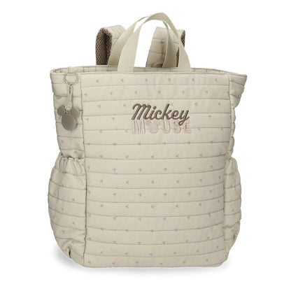 Mochila beige Duna de Mickey Disney con bolsillos laterales