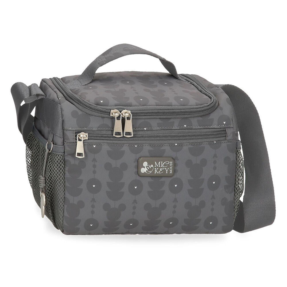 Bolsa portameriendas gris de Mickey Disney con bolsillos y correa