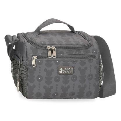 Bolsa portameriendas gris de Mickey Disney con bolsillos y correa