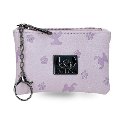 Monedero lila Bloom Stitch Disney con cremallera y anilla metálica