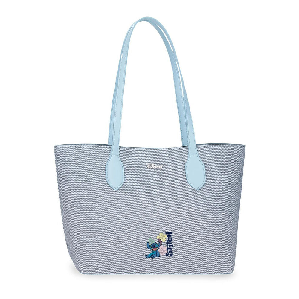 Bolso tote azul claro de Stitch Disney con acabado efecto denim