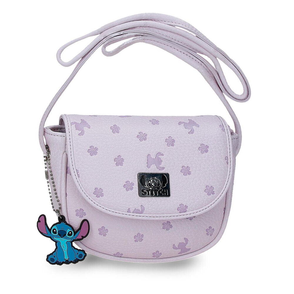 Bandolera lila Bloom de Stitch Disney con estampado floral y colgante