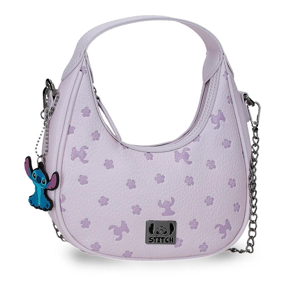 Bandolera lila Bloom de Stitch Disney con estampado floral y cadena
