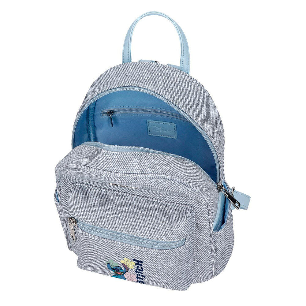 Mochila de paseo azul Stitch Disney con bolsillo frontal - 4