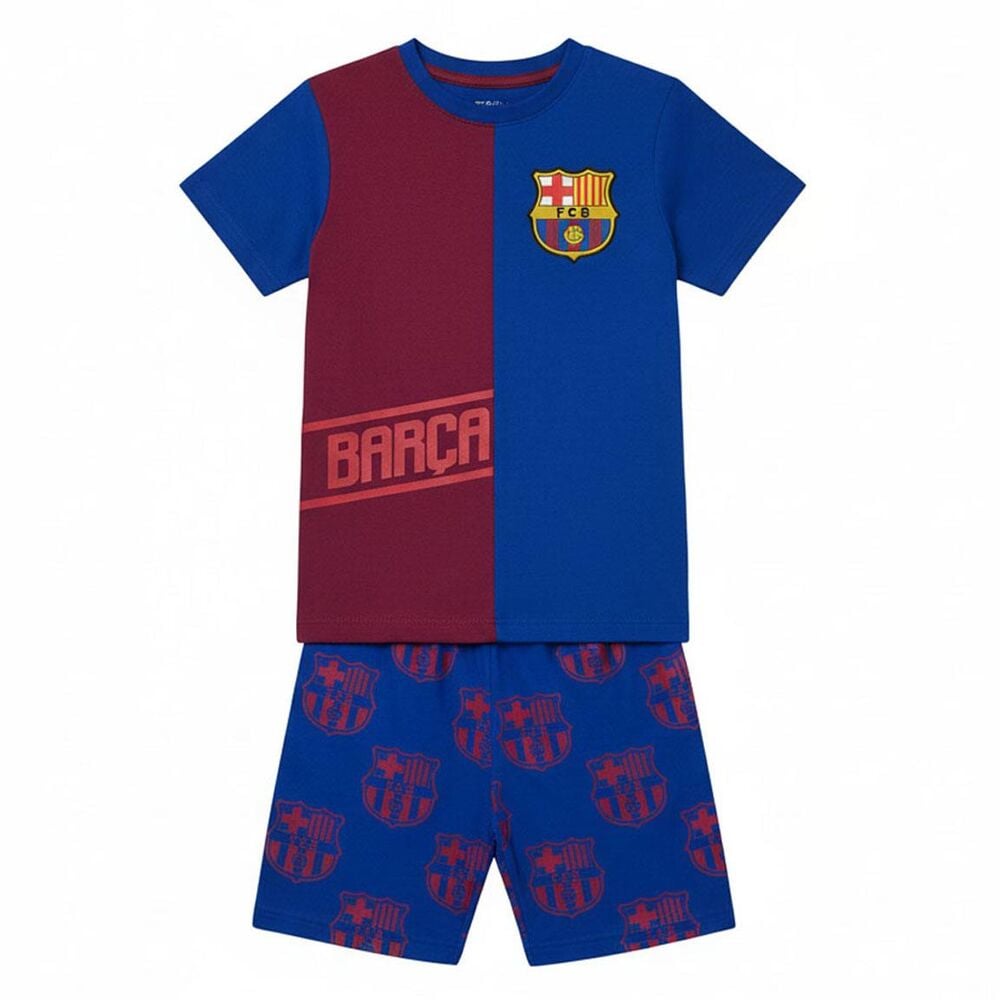 Pijama corto infantil del FC Barcelona azul y granate