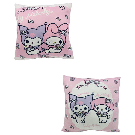 Cojín rosa de SANRIO con My Melody y Kuromi