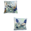 Cojín cuadrado de Stitch Disney con diseño tropical en tonos azules y verdes