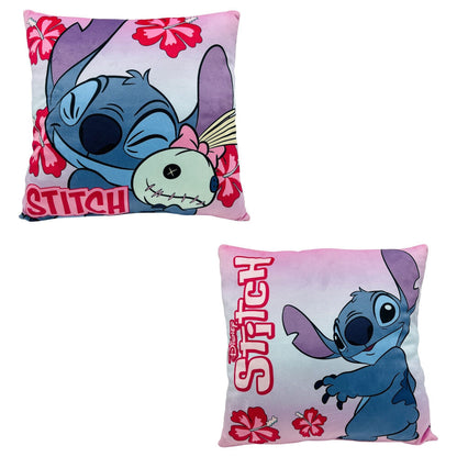 Cojín cuadrado de Stitch Disney con flores tropicales