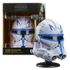 Casco mini Clone Captain Rex Star Wars blanco y azul sobre base negra