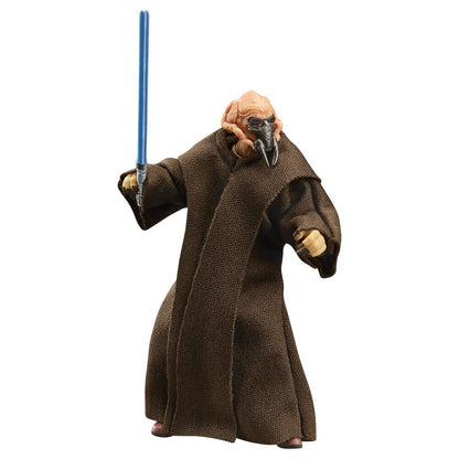 Figura Plo Koon de Star Wars con túnica marrón y sable láser azul - 2