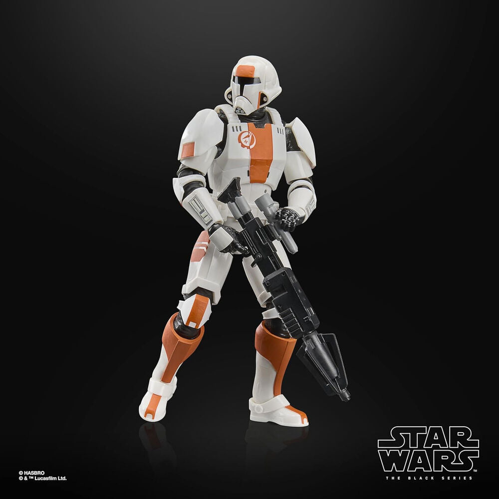 Figura Republic Soldier de Star Wars con armadura blanca y naranja y bláster - 3