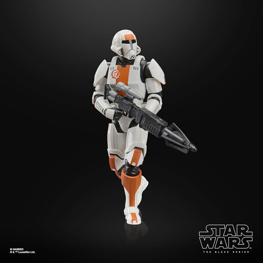 Figura Republic Soldier de Star Wars con armadura blanca y naranja y bláster - 4