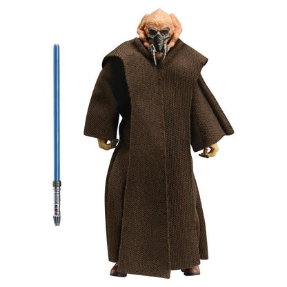 Figura Plo Koon de Star Wars con túnica marrón y sable láser azul - 4