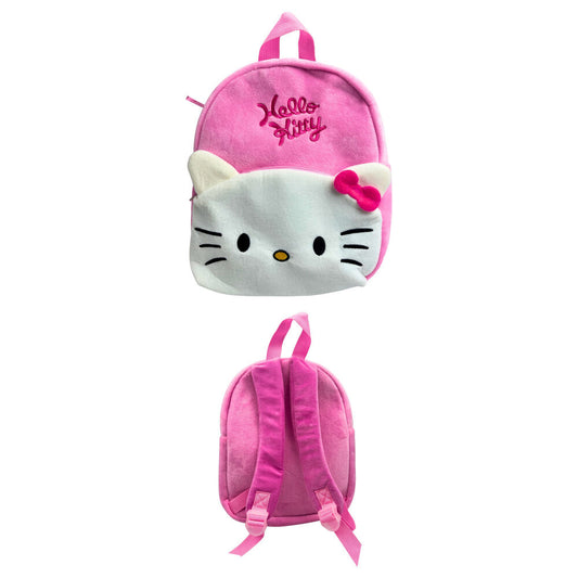 Mochila rosa de peluche con rostro de Hello Kitty y lazo fucsia - 2