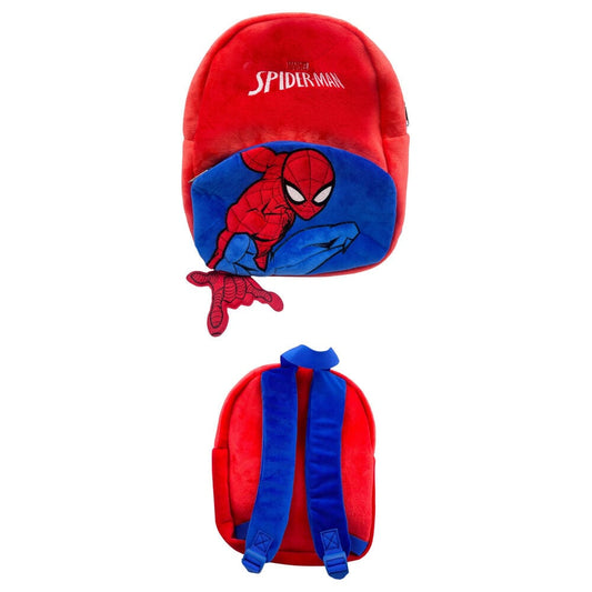 Mochila de peluche roja y azul de Spider-Man con bolsillo frontal - 2
