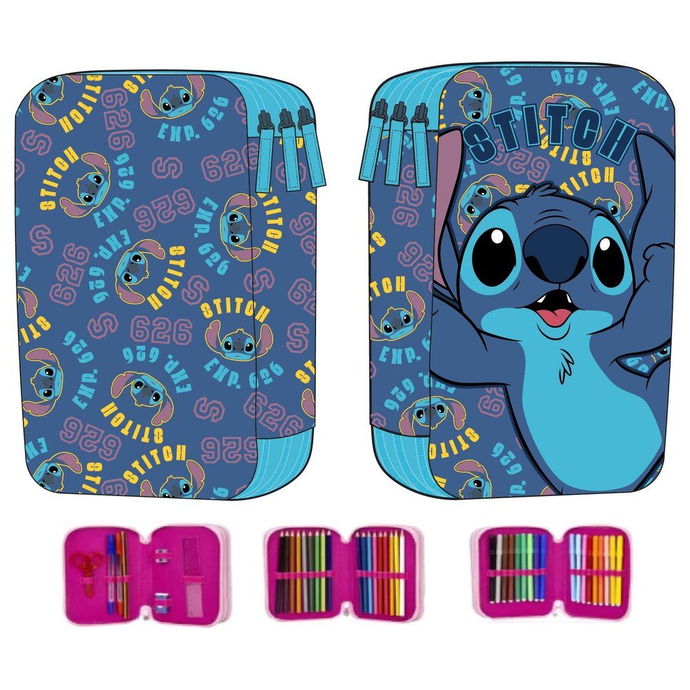 Plumier triple azul de Disney Stitch