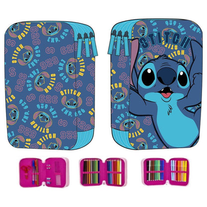 Plumier triple azul de Disney Stitch