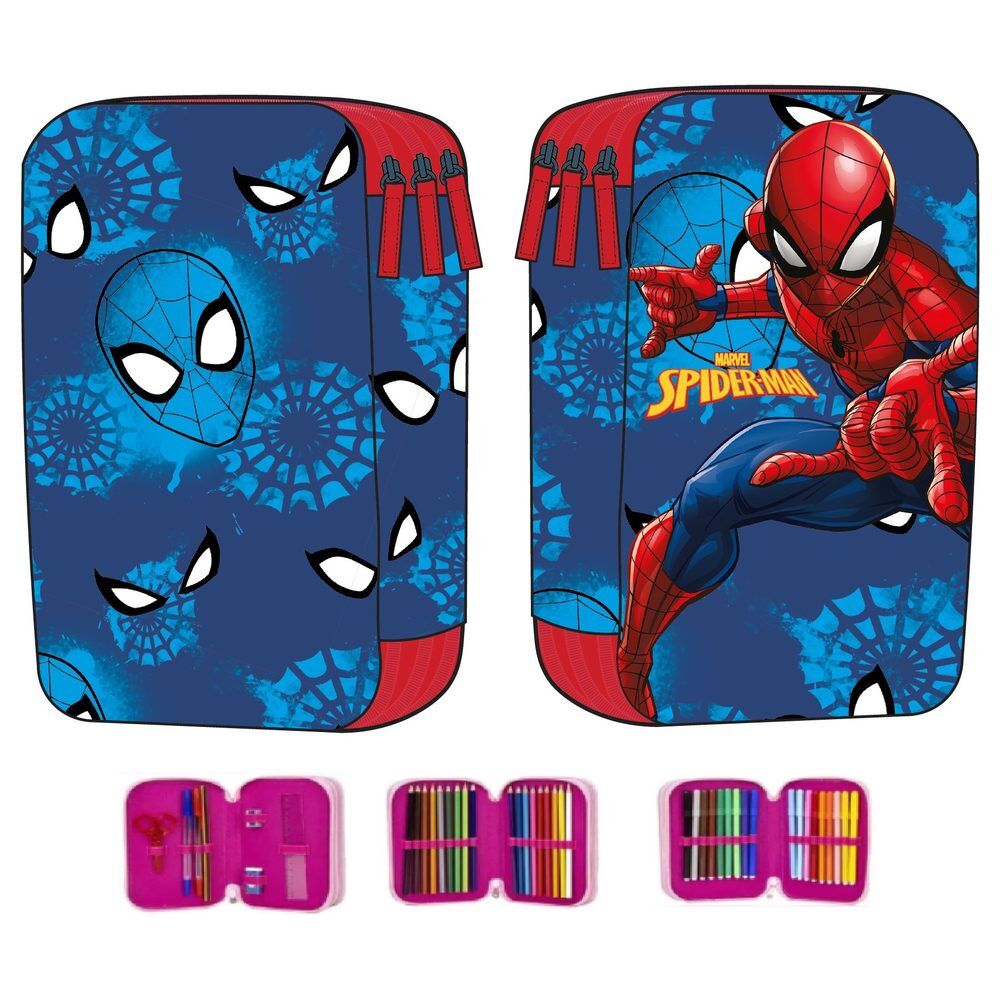 Plumier triple azul y rojo de Spider-Man MARVEL