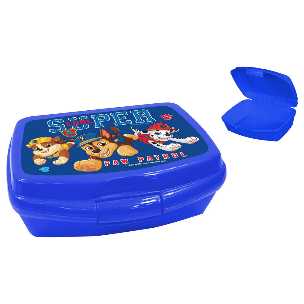 Fiambrera sandwichera azul de Paw Patrol con personajes en la tapa
