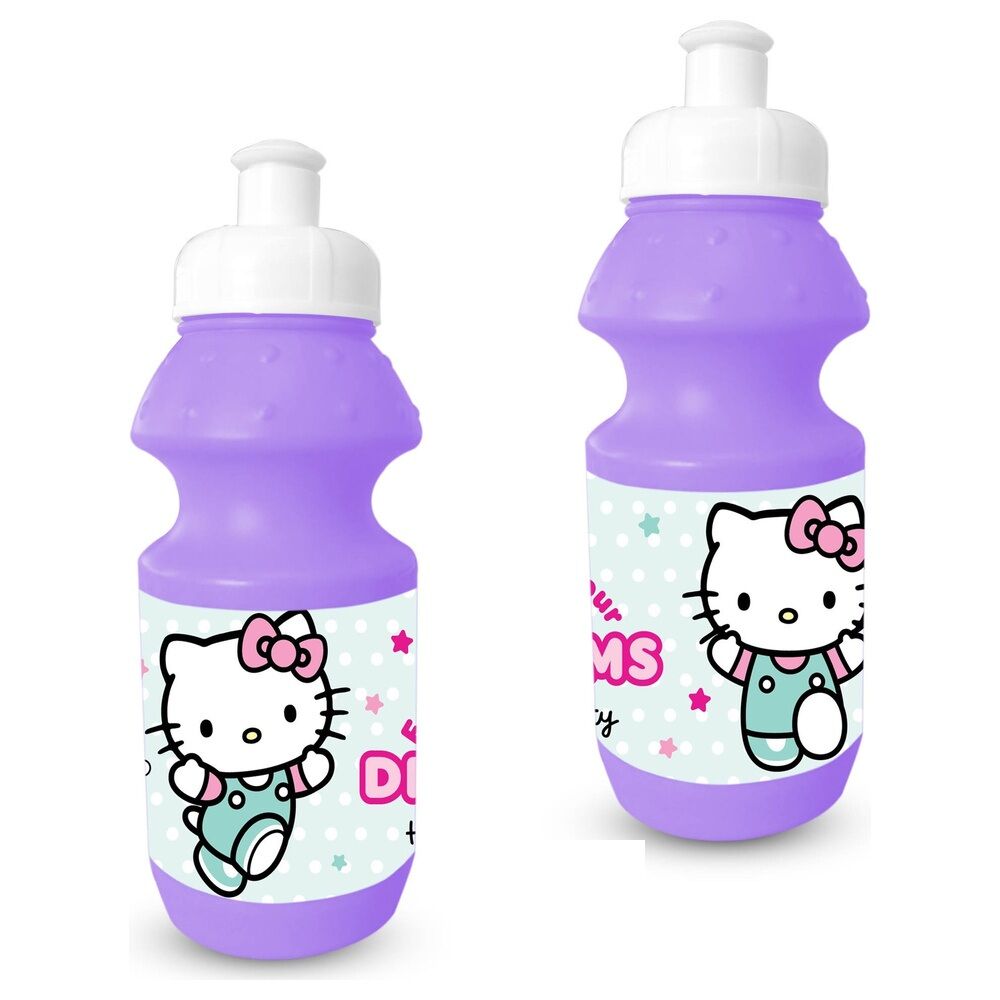 Botella morada Hello Kitty de 600 ml con tapón blanco