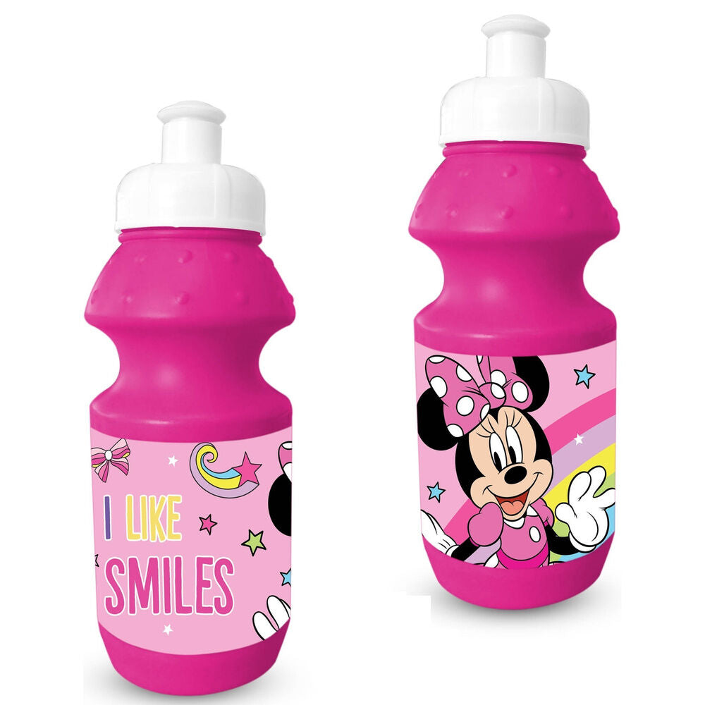 Botella rosa Minnie Disney de 600 ml con tapón blanco