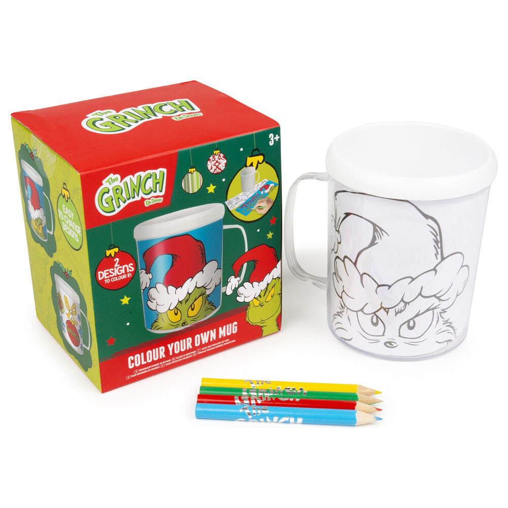 Taza para pintar de El Grinch con diseño delineado